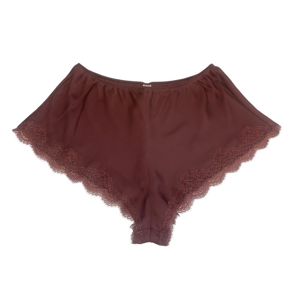 Victoria Secret women's micro mini lace Silky Lace Trim Sleep Shorts Mauve Sz M